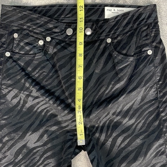 Rag and Bone Womens Nina Jeans High rise Zebra stripe Ankle Skinny In Black 26 - Picture 10 of 13
